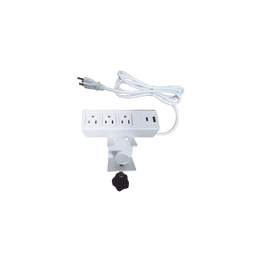Tomacorriente Escritorio Epcom / 3 Contactos 110V / 1 USB-A + 1 USB-C PD / Bracket Ajustable / Acero / Blanco